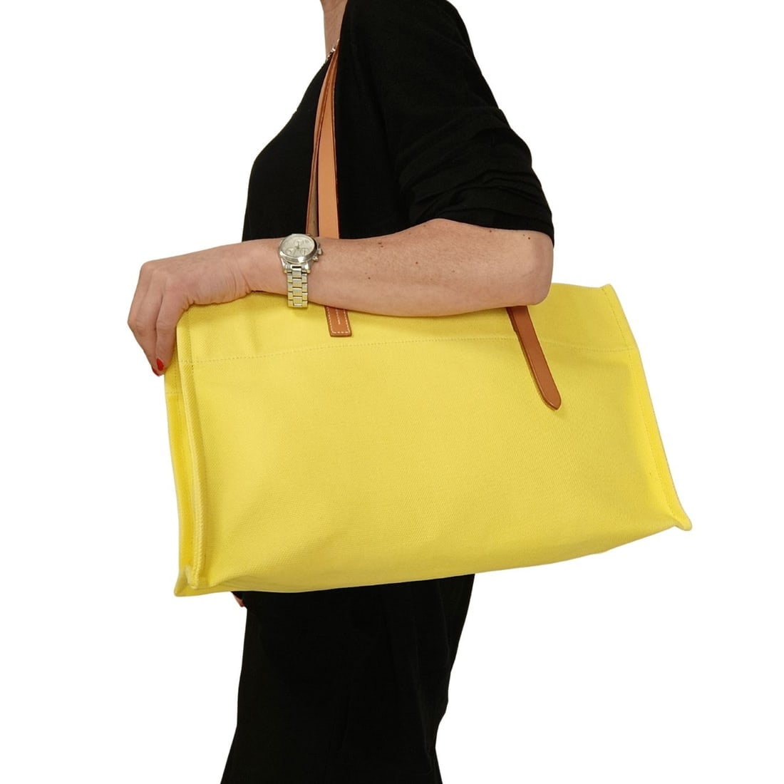 HERMES Étrivière shoulder bag in yellow canvas - 8