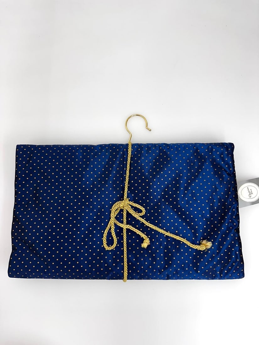 CHRISTIAN DIOR Unused Vintage Navy Blue Satin Travel Set - 12