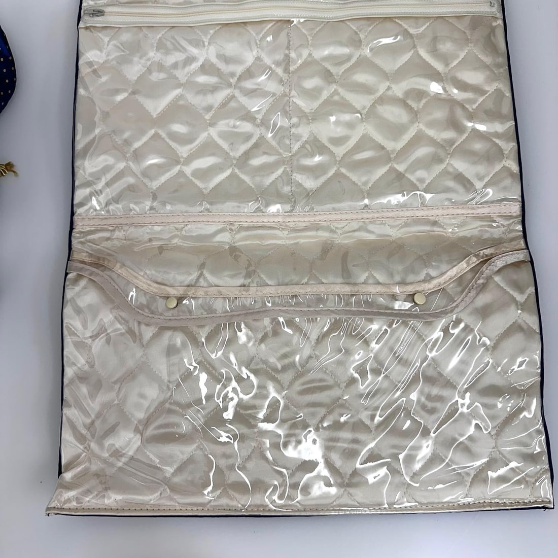 CHRISTIAN DIOR Unused Vintage Navy Blue Satin Travel Set - 19