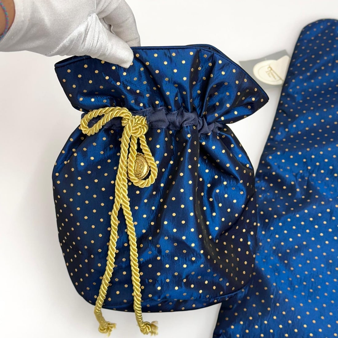 CHRISTIAN DIOR Unused Vintage Navy Blue Satin Travel Set - 5