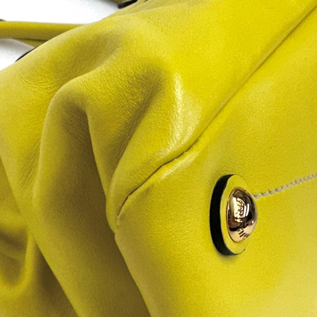 MIU MIU Yellow Leather Shoulder Shopper Bag - 10