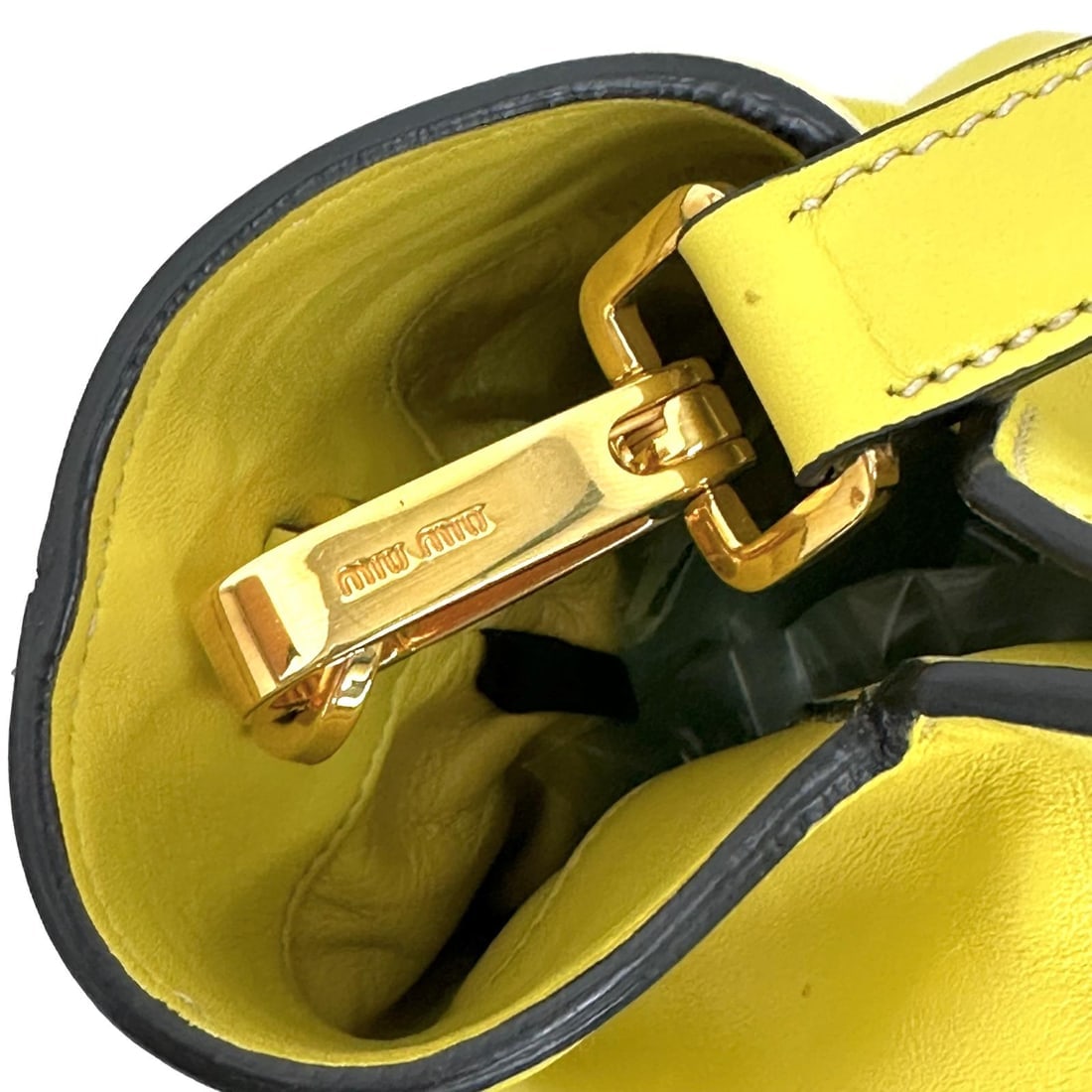 MIU MIU Yellow Leather Shoulder Shopper Bag - 14