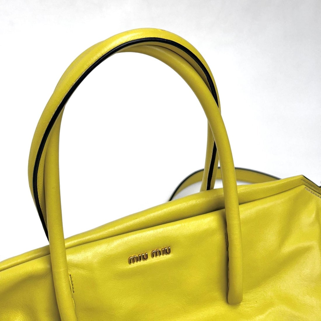 MIU MIU Yellow Leather Shoulder Shopper Bag - 7