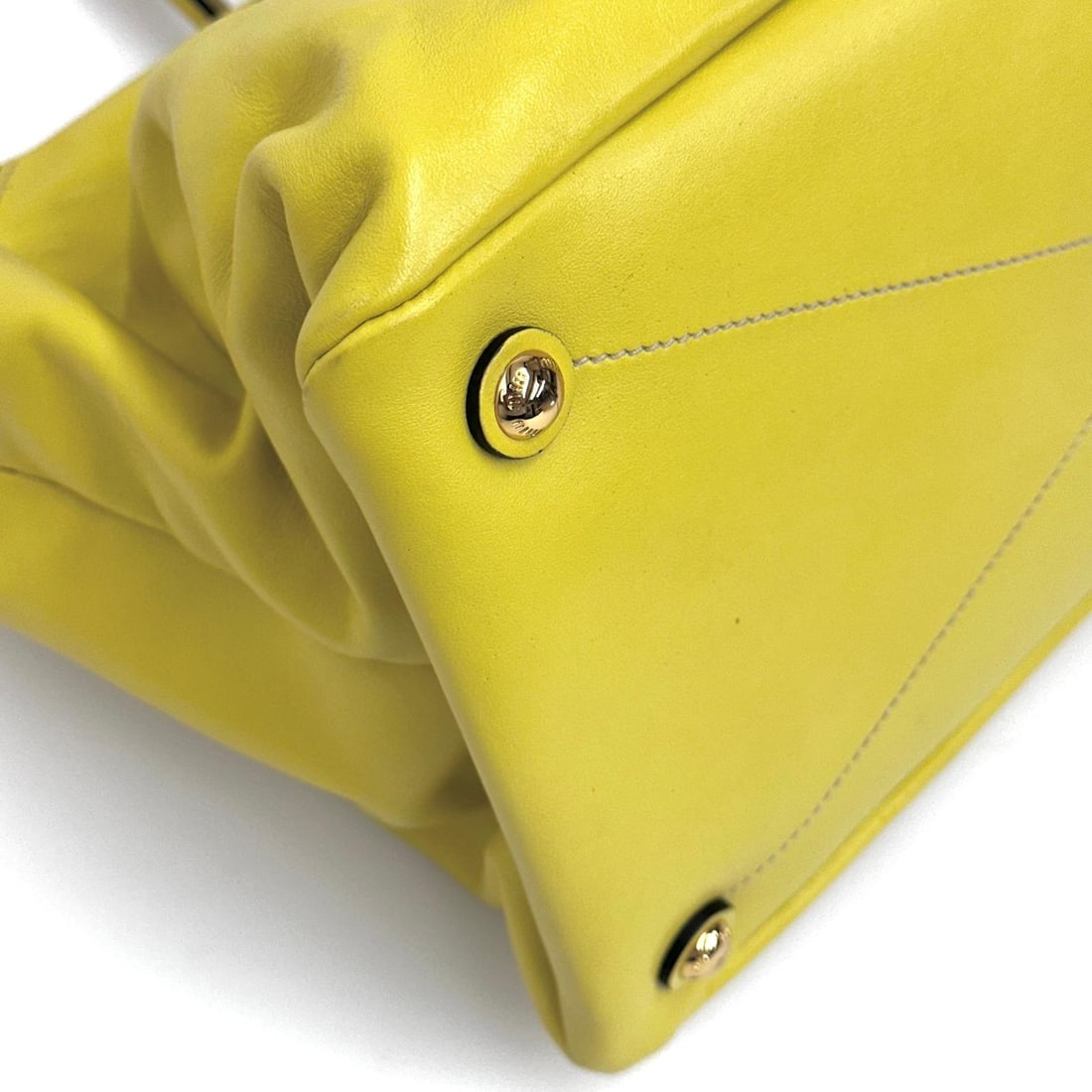 MIU MIU Yellow Leather Shoulder Shopper Bag - 9