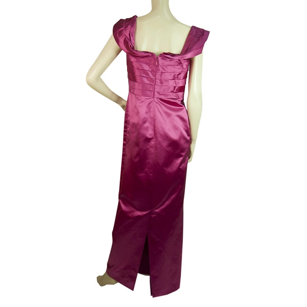 Enrico Coveri Fuchsia 100% Silk Off Shoulders Maxi Evening Gown Dress size 44 - 2