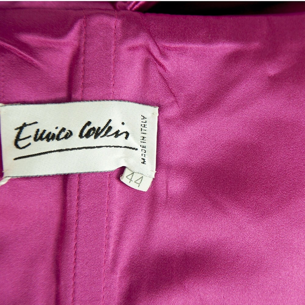 Enrico Coveri Fuchsia 100% Silk Off Shoulders Maxi Evening Gown Dress size 44 - 3