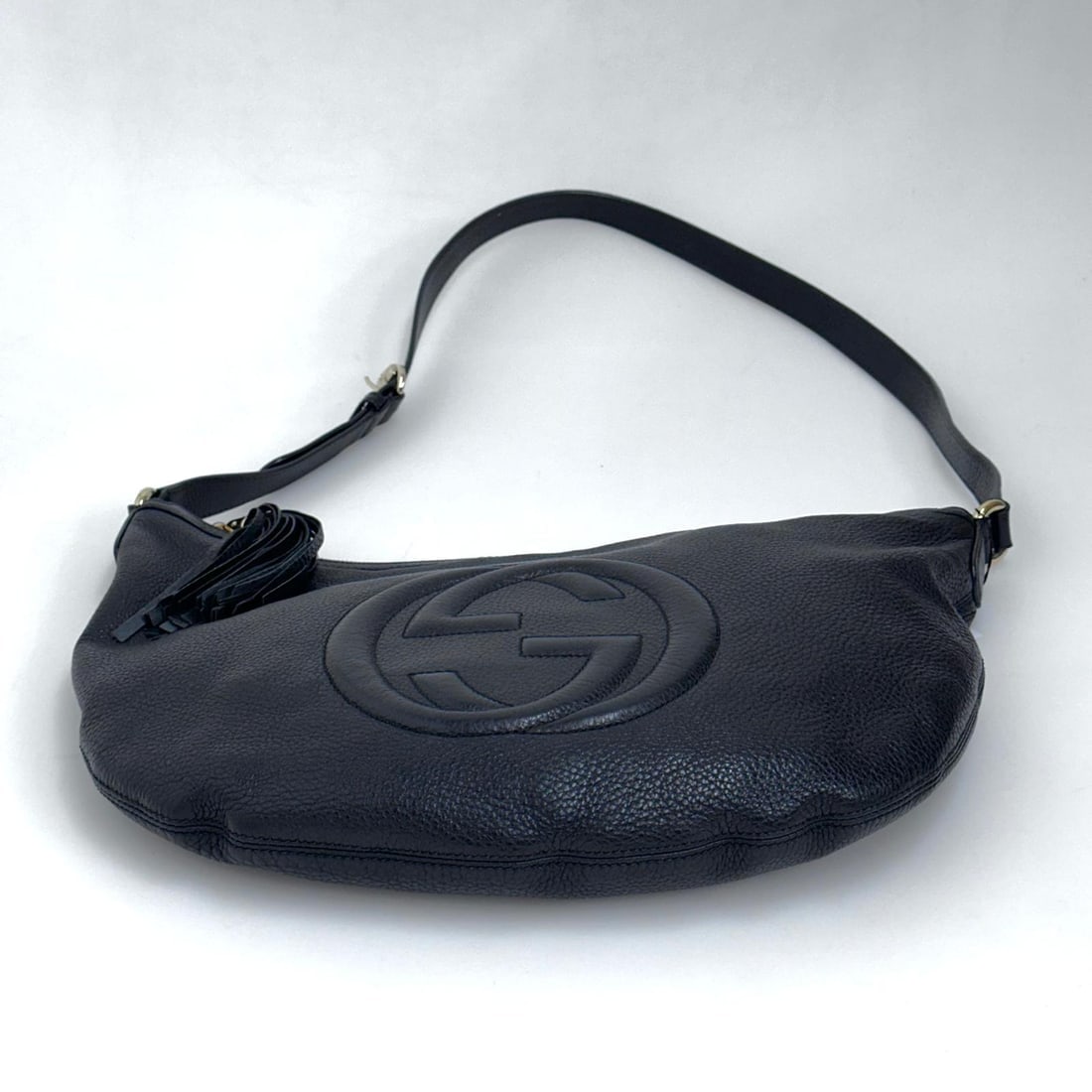 GUCCI Soho Disco Bag in Black Hammered Leather - 11