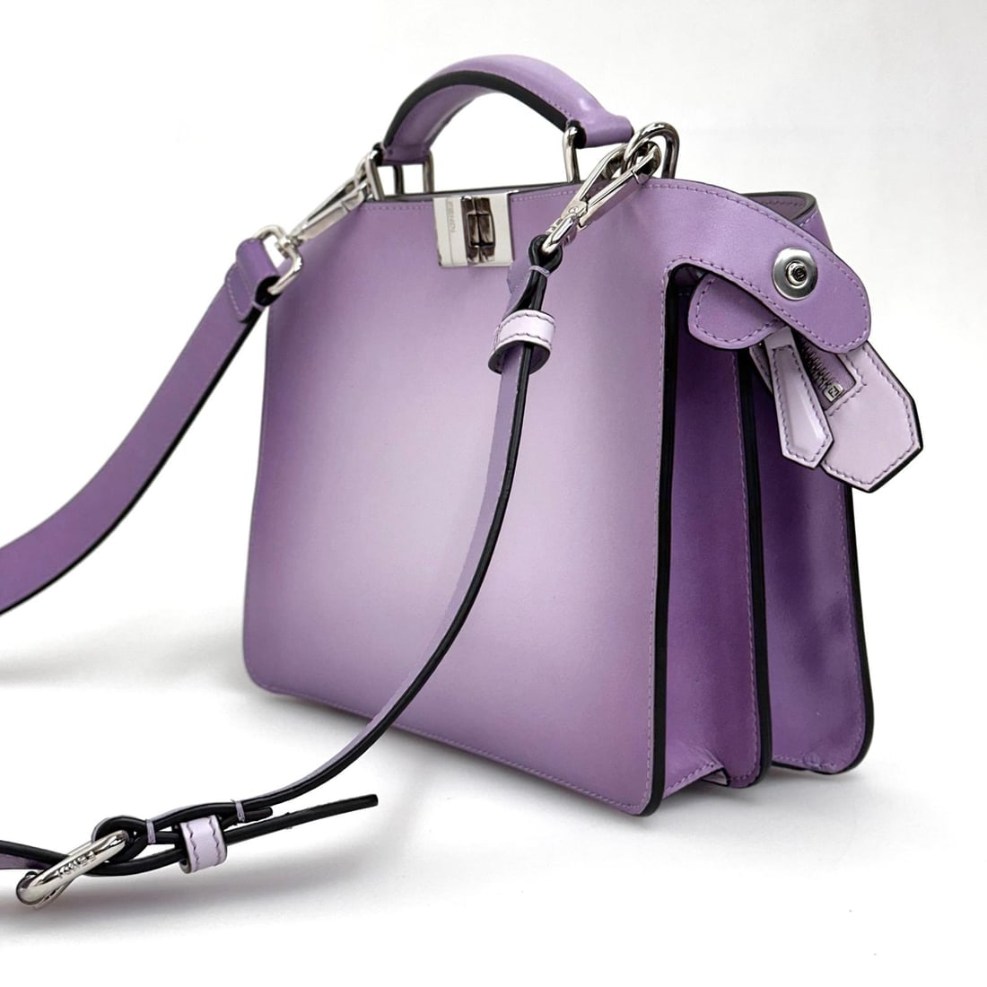 FENDI Peekaboo Regular in Lilac Gradient Leather with Silver Trim - 3