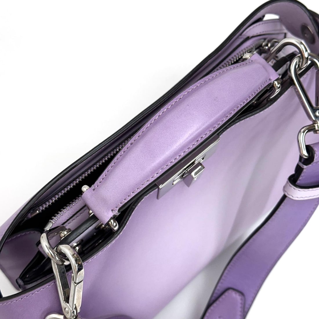 FENDI Peekaboo Regular in Lilac Gradient Leather with Silver Trim - 7