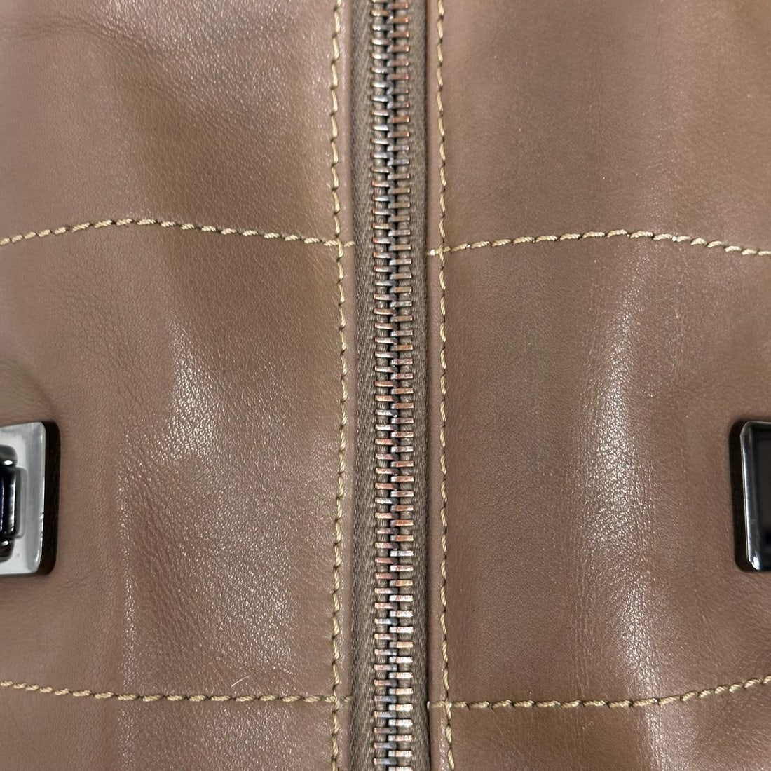 CHANEL Chocolate Bar Bowling Bag in Taupe Leather - 10