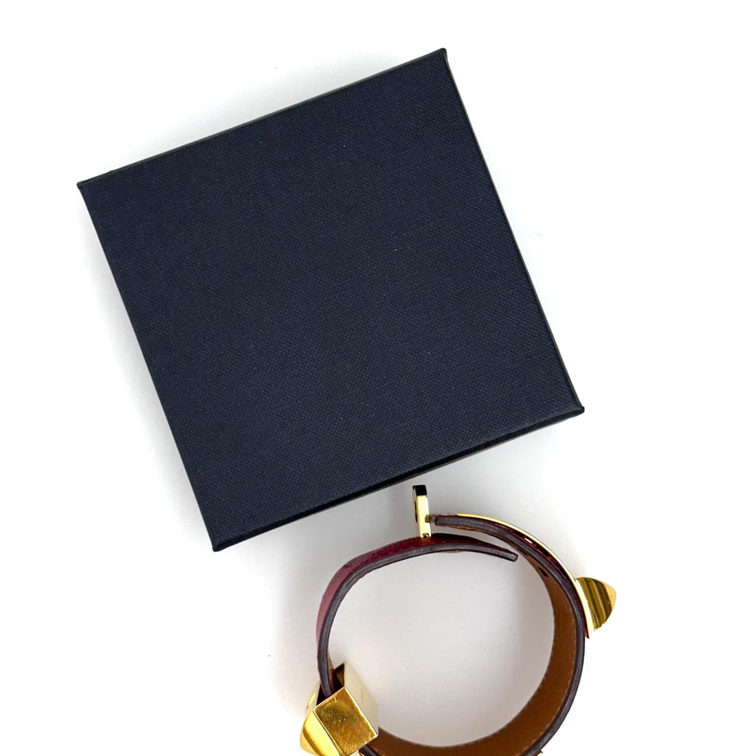 HERMES Collier de Chien Bracelet in Red Epsom Leather with Gold Finish - 12