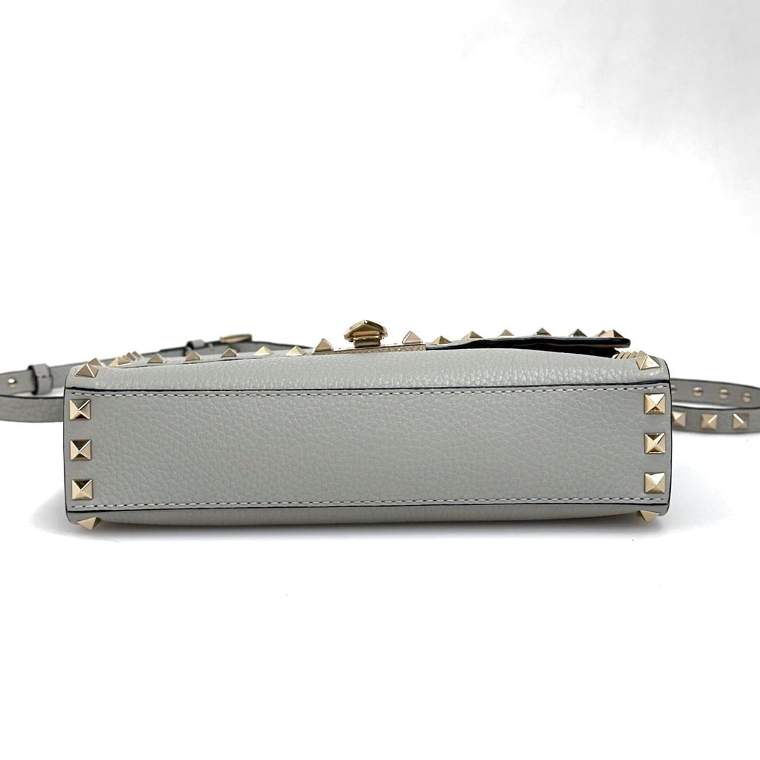 VALENTINO GARAVANI Rockstud Shoulder Bag in Grey Leather - 9