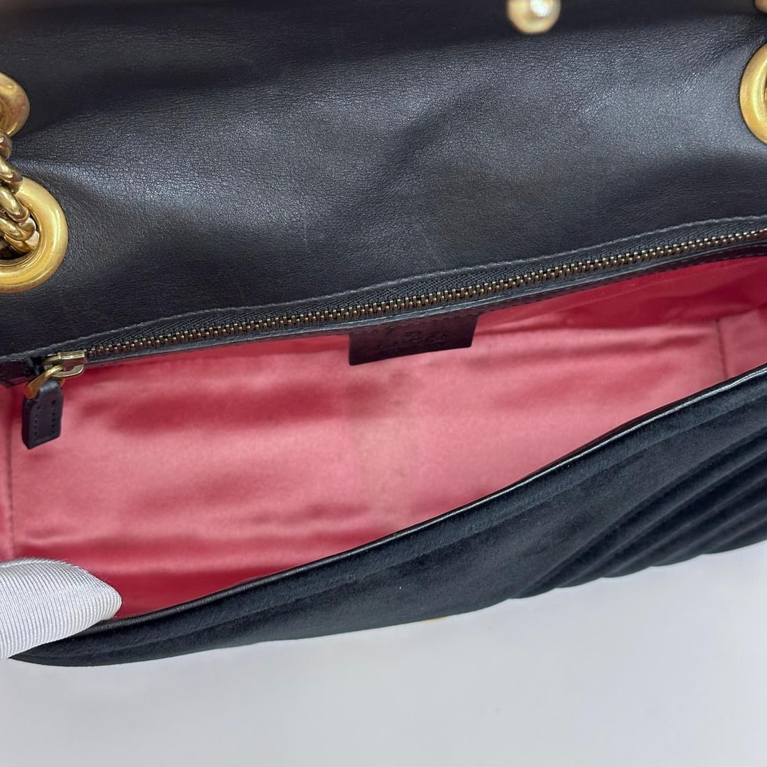 GUCCI GG Marmont Small Bag in Black Velvet - 12