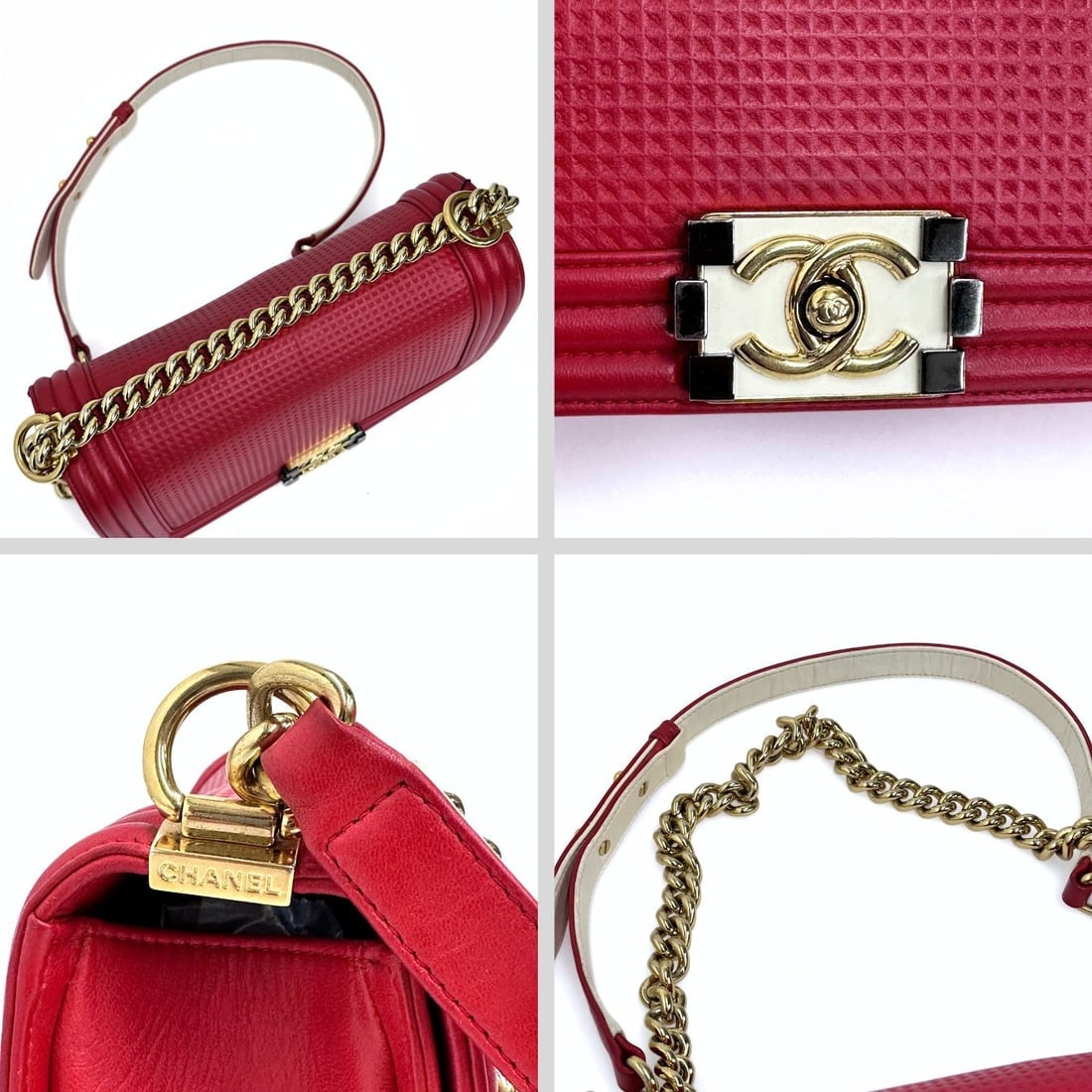 CHANEL Boy 25 shoulder bag in red leather - 7