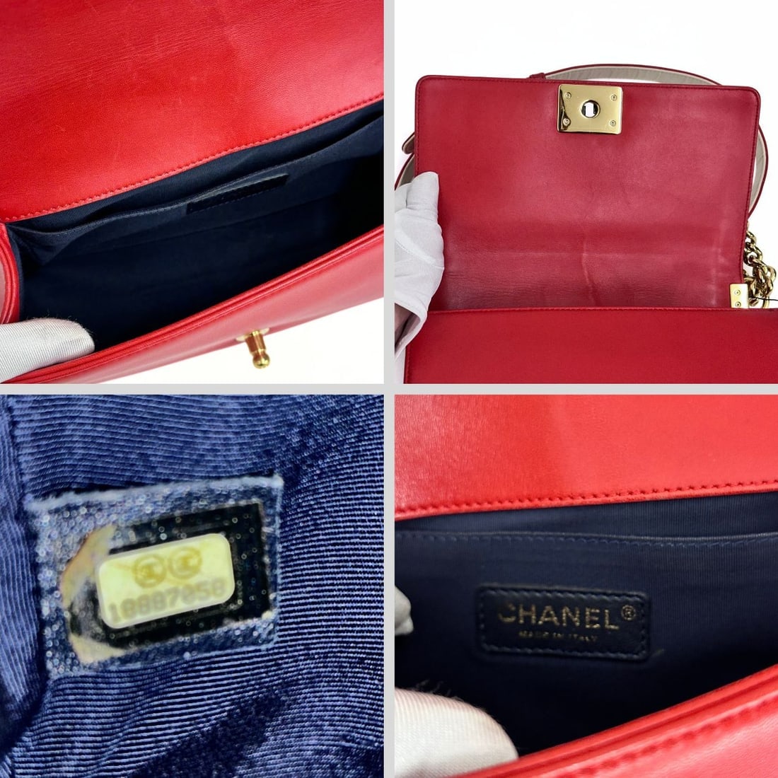 CHANEL Boy 25 shoulder bag in red leather - 8