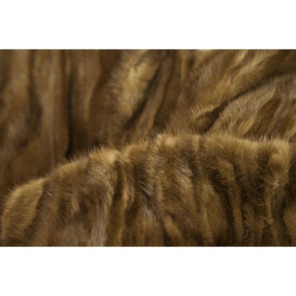 LALTRAMODA Chocolate Brown Mink Fur Cardigan Jacket Size 44 w. thin leather belt - 4