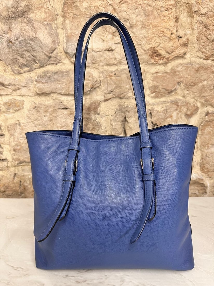 PRADA Blue Saffiano Tote Shopping Bag - 4