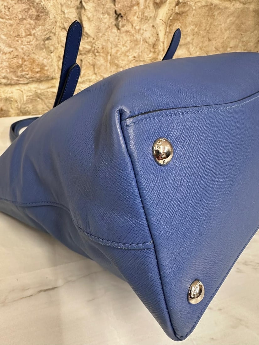 PRADA Blue Saffiano Tote Shopping Bag - 7