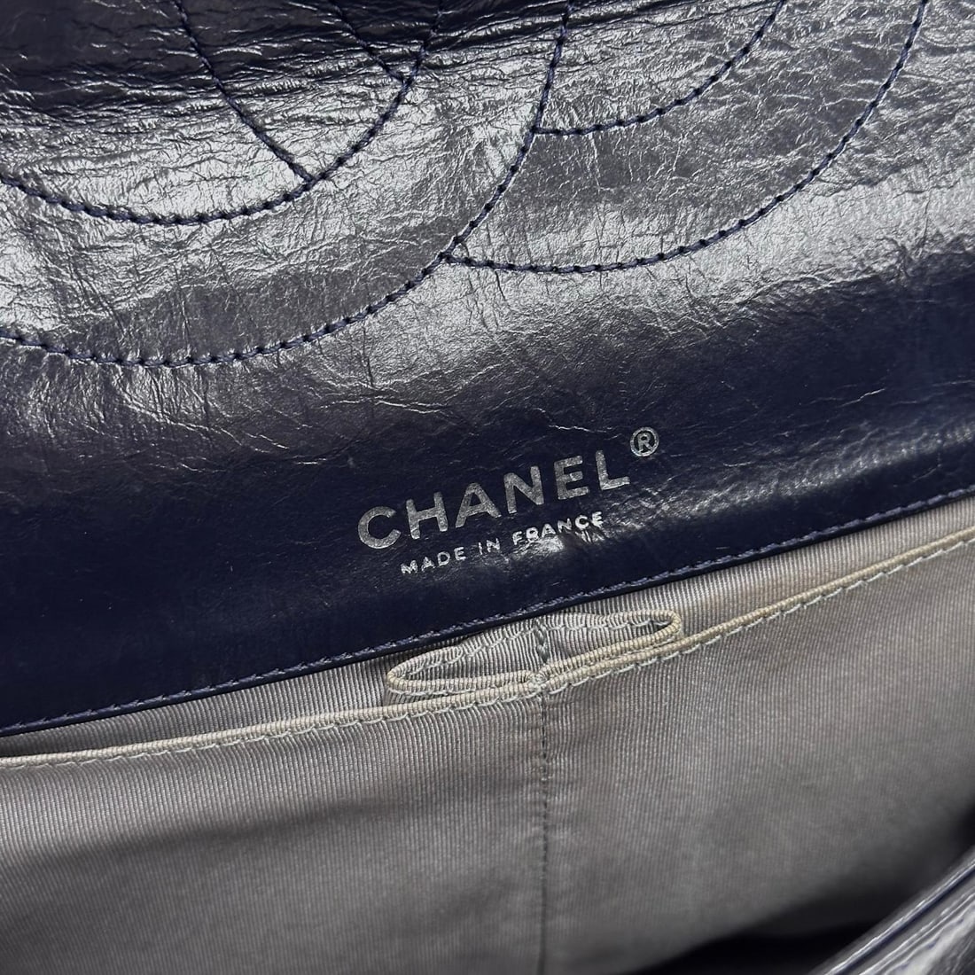 CHANEL Reissue 2.55 Bag, Size 30, Navy Blue Leather with Silver Hardware - 12