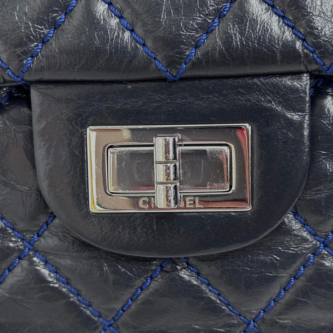 CHANEL Reissue 2.55 Bag, Size 30, Navy Blue Leather with Silver Hardware - 6