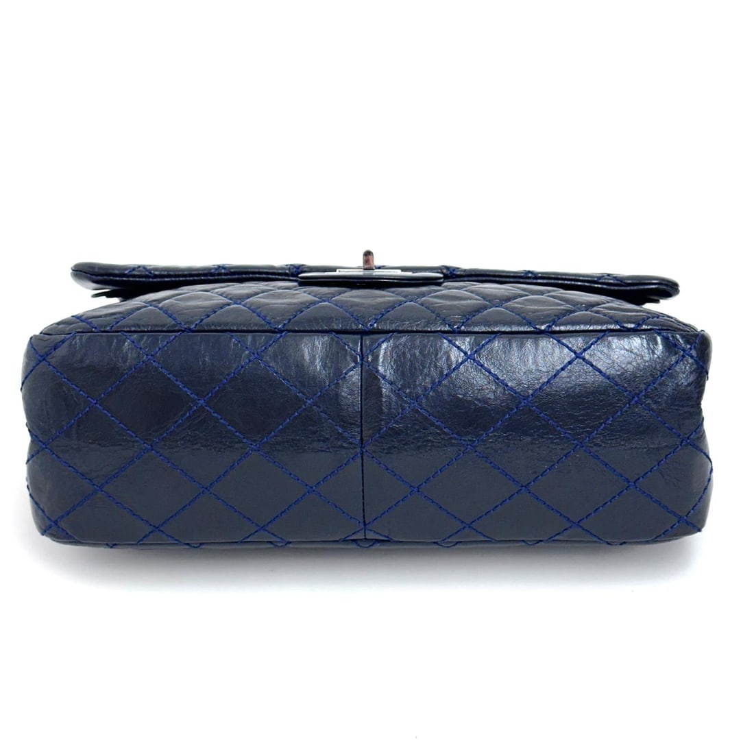 CHANEL Reissue 2.55 Bag, Size 30, Navy Blue Leather with Silver Hardware - 8