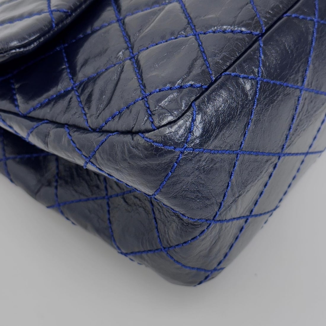 CHANEL Reissue 2.55 Bag, Size 30, Navy Blue Leather with Silver Hardware - 9