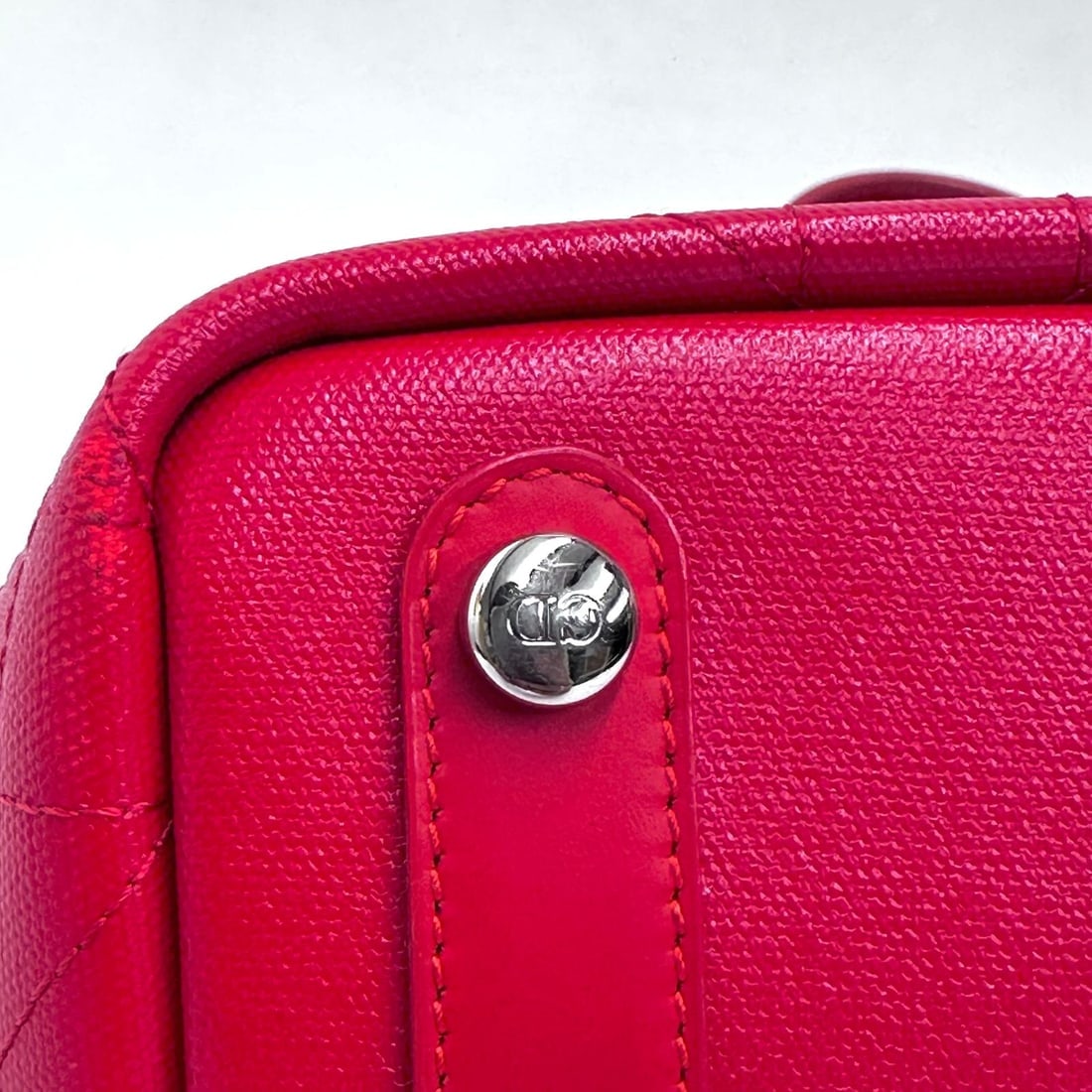 CHRISTIAN DIOR Panarea Tote Bag in Coral Red Cannage Canvas - 12