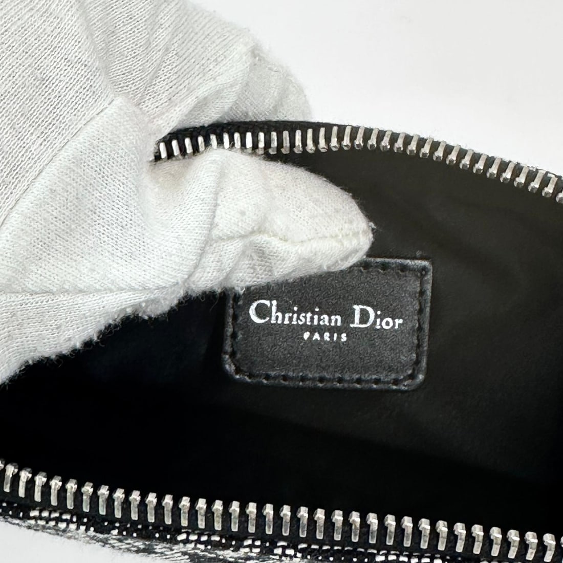 CHRISTIAN DIOR Trotter Clutch in Blue Monogram Canvas and Black Leather - 14