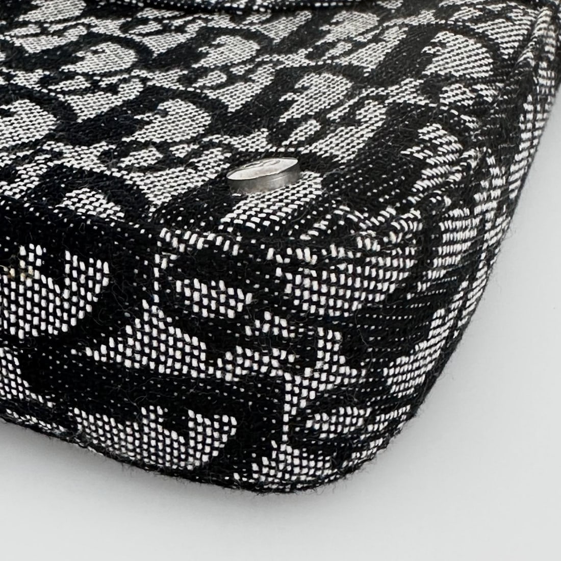 CHRISTIAN DIOR Trotter Clutch in Blue Monogram Canvas and Black Leather - 7