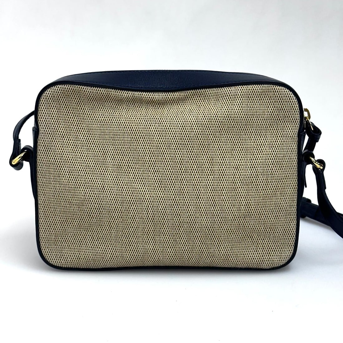 GUCCI 1955 Horsebit Shoulder Camera Bag in Beige Canvas and Blue Leather - 5