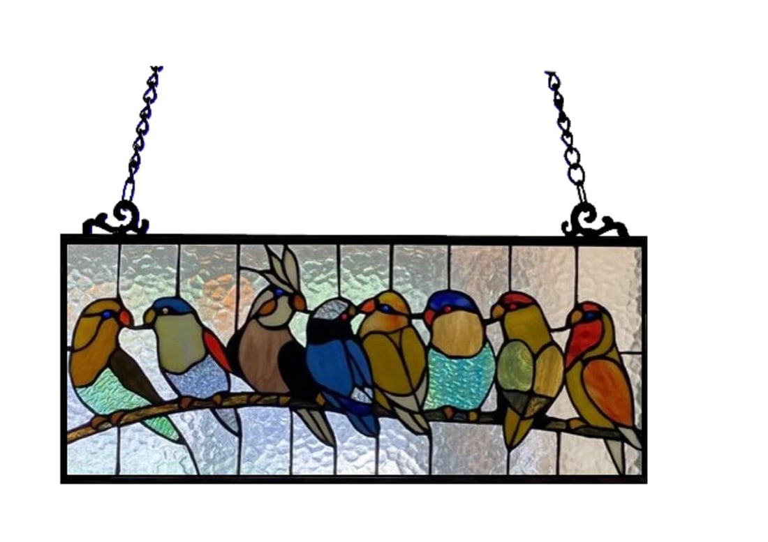 25.5" Stained Glass Window Hanging Panel Suncatcher - 6