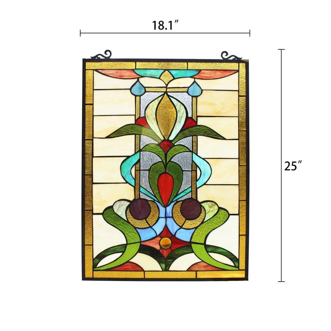 25" Rectangle Stained Glass Hanging Window Pane Suncatcher - 5