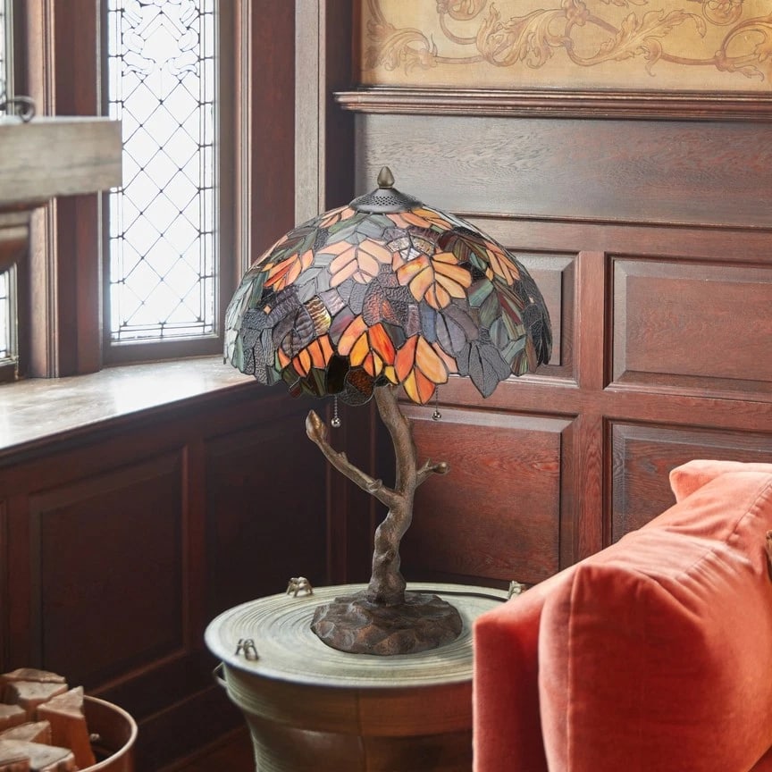 24.5"H Fall Tree Stained Glass Table Lamp - 6