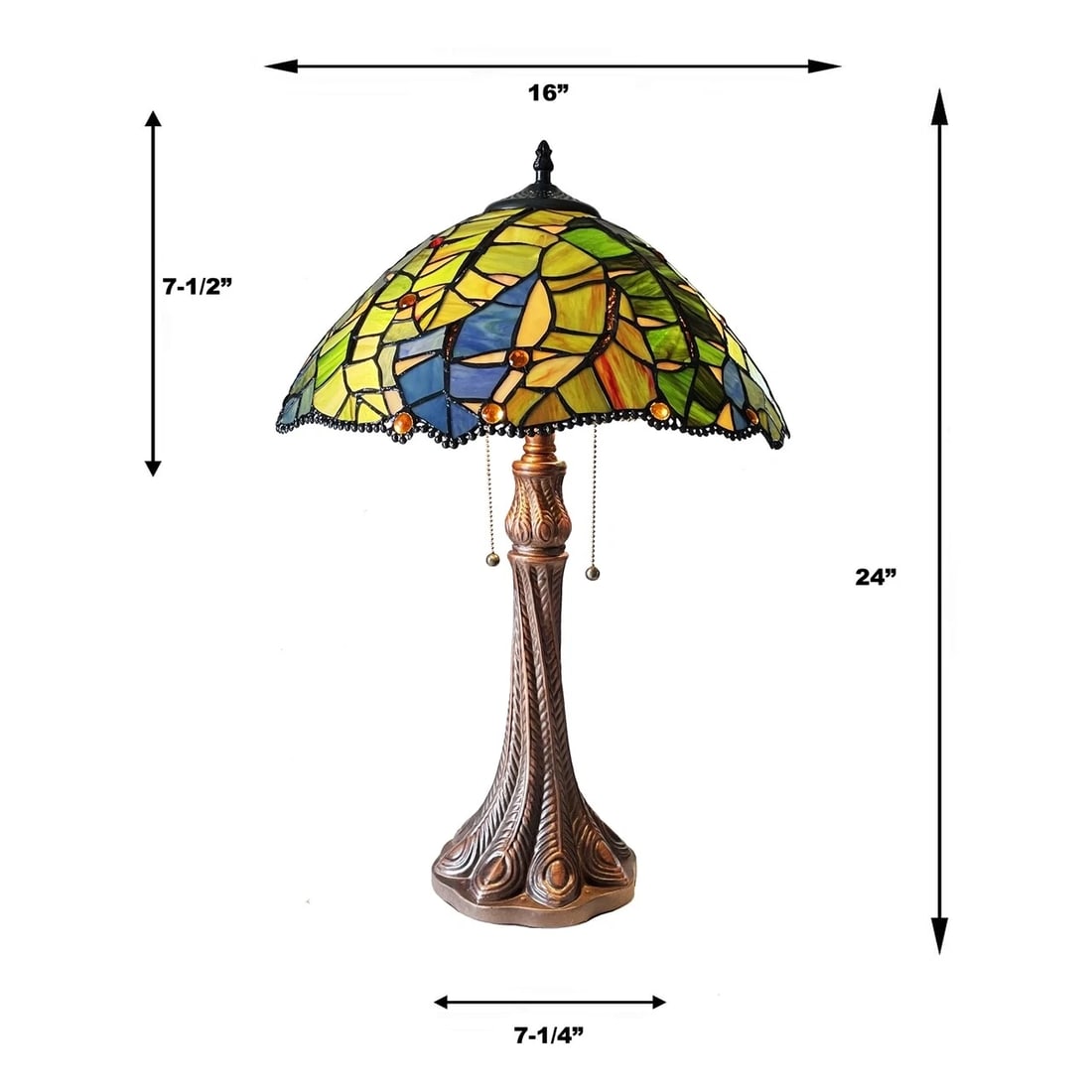 24" 2 light Stained Glass Table Lamp - 7
