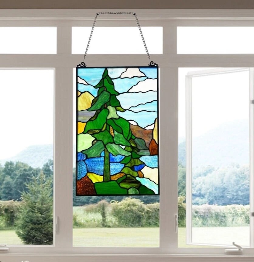20" Stained Glass Window Hanging Panel Suncatcher - 7