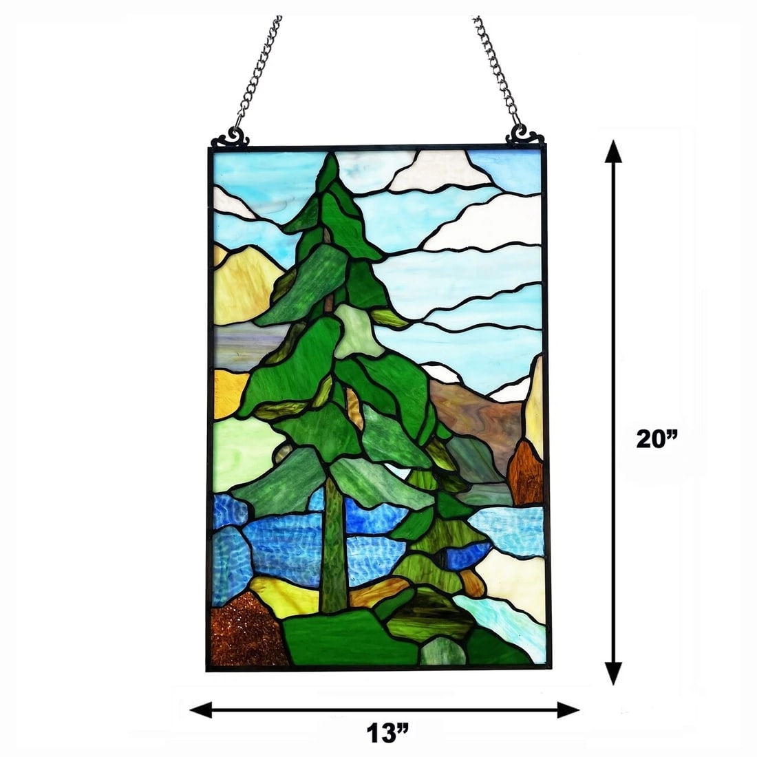 20" Stained Glass Window Hanging Panel Suncatcher - 8