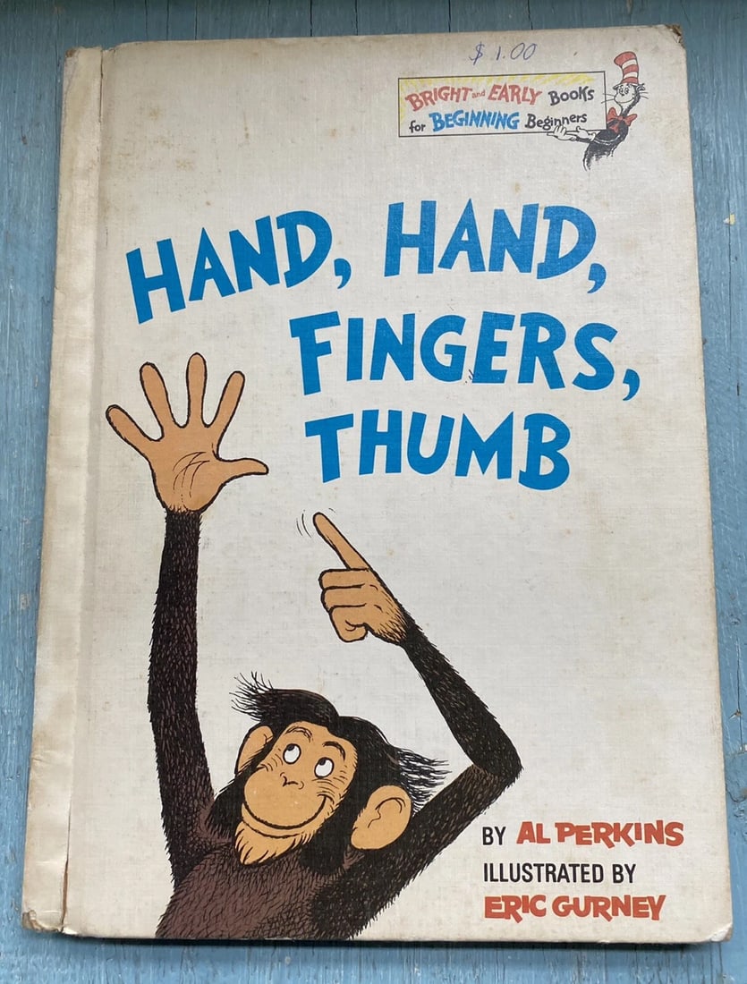 Bright and Early Books Hand, Hand, Fingers,Thumb HC Al Perkins 1969 BCE 1st Good: HAND, HAND, FINGERS, THUMB Bright and Early Board Books Random House First Edition 1969, this is second print of first edition, 1997. By Al Perkins, Illustrated by Eric Gurney Compact sized book - app