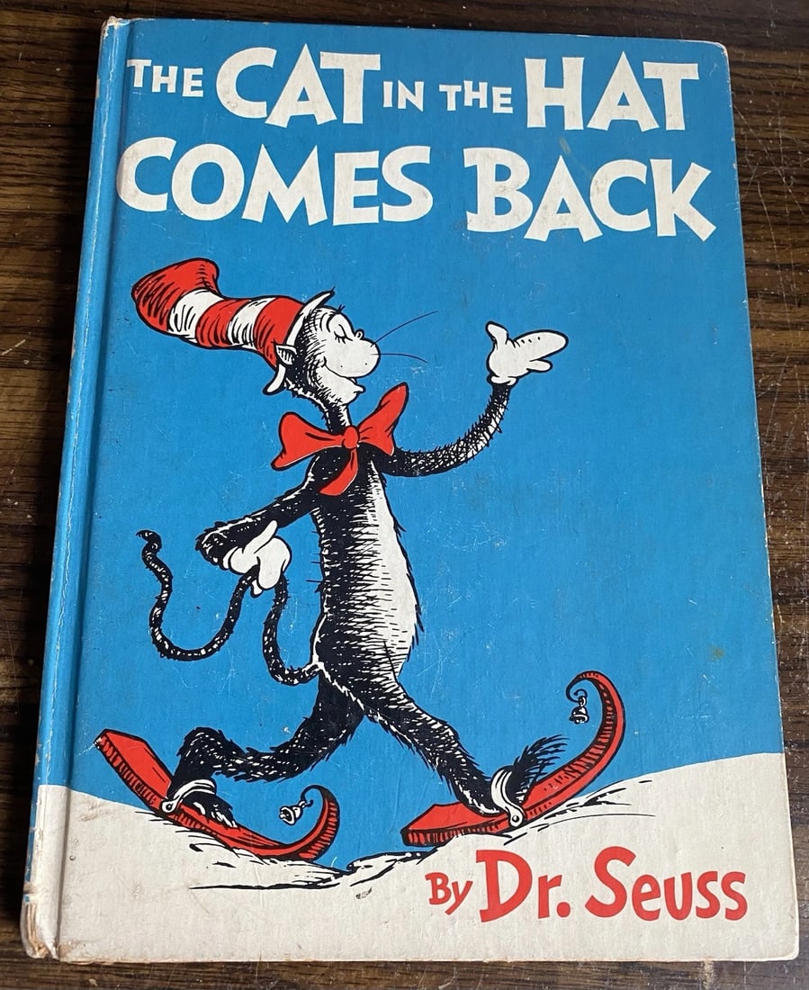 FIRST EDITION Dr Seuss Cat in the Hat Comes Back Very Early Print 1958 Good: Dr.Seuss The Cat In The Hat Comes Back 1958 First Edition/ First Printing (stated) Random House, New York. Hardcover No writing, no missing loose or torn pages. Bookplate to fep. Wear, closed tears to