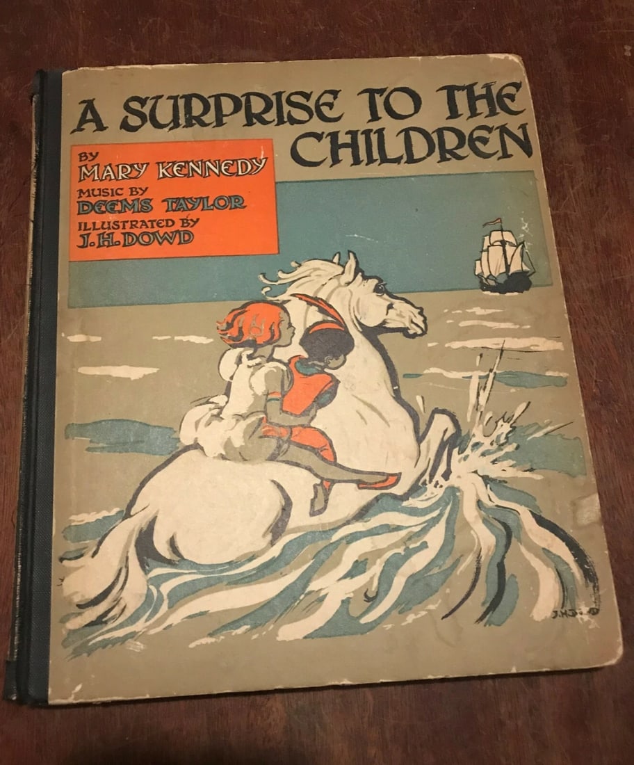 Mary Kennedy, J H Dowd A Surprise to the Children 1st Edition Stated 1933: THE MARK ON THE DOOR BY FRANKLIN W. DIXON 1ST EDITION GROSSET & DUNLAP, NEW YORK 1934 HARDCOVER, NO DUSTJACKET ORANGE ILLUSTRATED END PAPERS Discoloration to spine, corners bumped and a bit worn, form