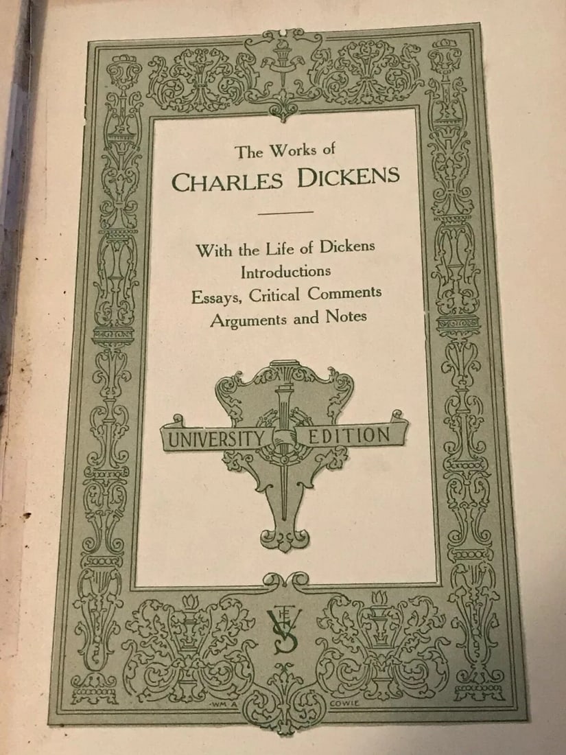 The Works Of Charles Dickens Vol. XVI University Edition 1911 University Society: The Works Of Charles Dickens University Edition Vol. 1 Bleak House Antique 1911. The University Press. Leather spine, partial leather covers with marbled decoration. Marbled endpapers.Gilt upper page