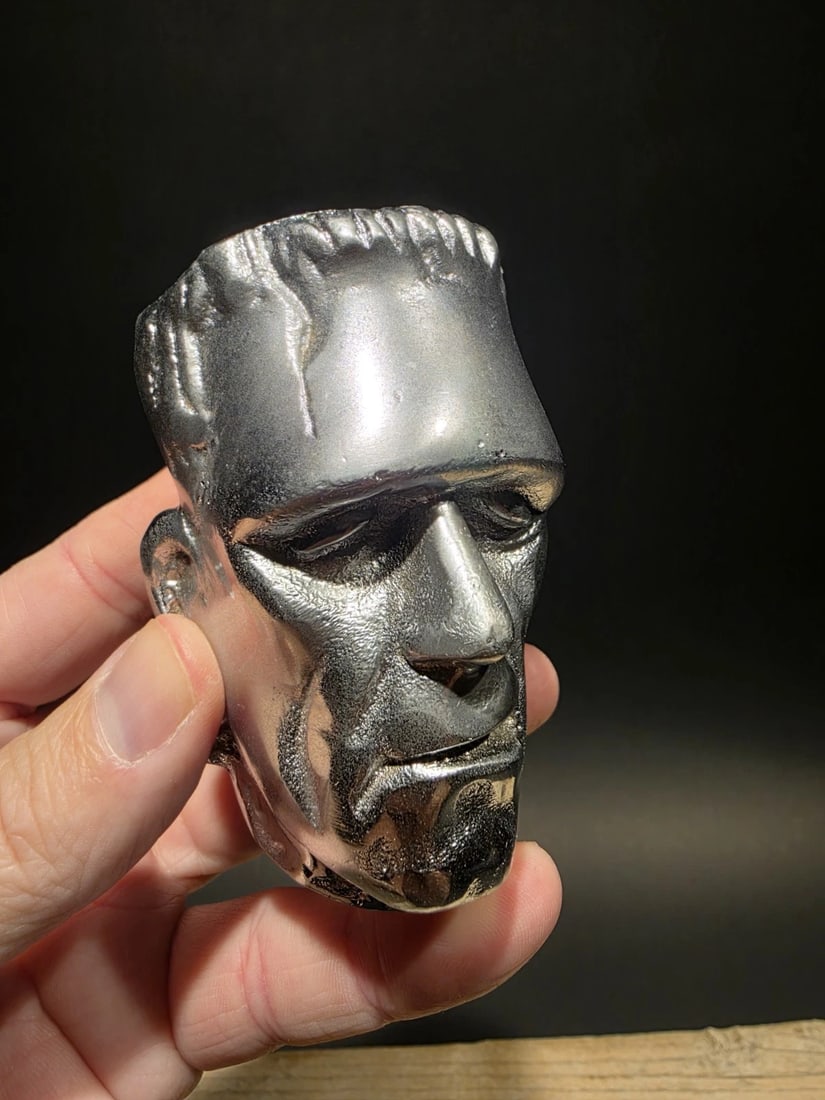 Metal Shifter Knob Hood Ornament: Chrome plated aluminum head rooted in classic hot rod and custom car culture. Likely intended as a shifter knob or ornament The motif was popular in mid-20th-century hot rod and drag racing circles an