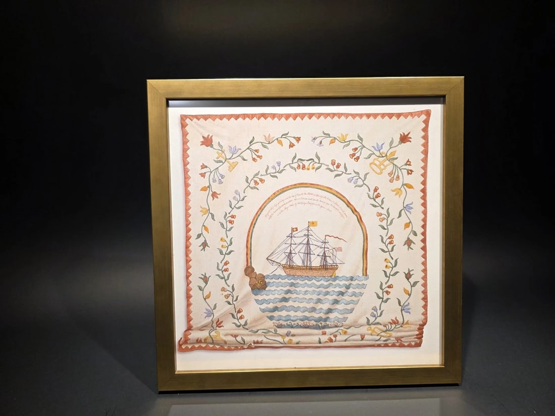 12x12 Wood Framed Ship Sampler PRINT - 12