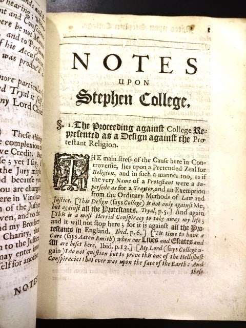 1681 Roger L'Estrange Notes Upon Stephen College - 2