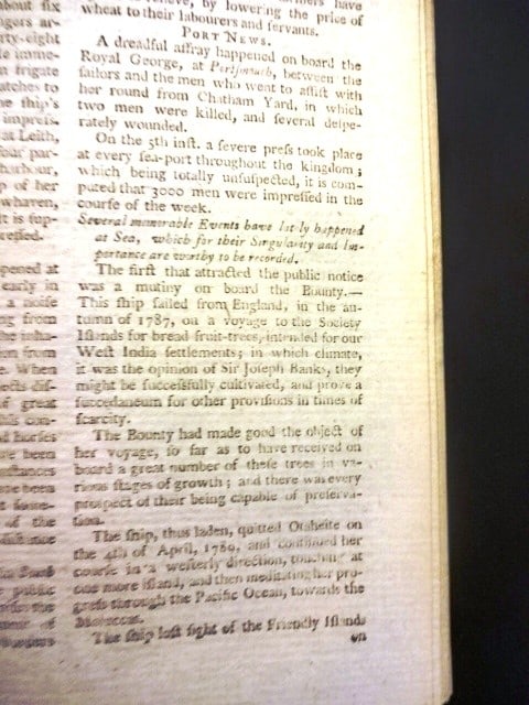 1790 Magazine Mutiny on the Bounty Captain Bligh - 2