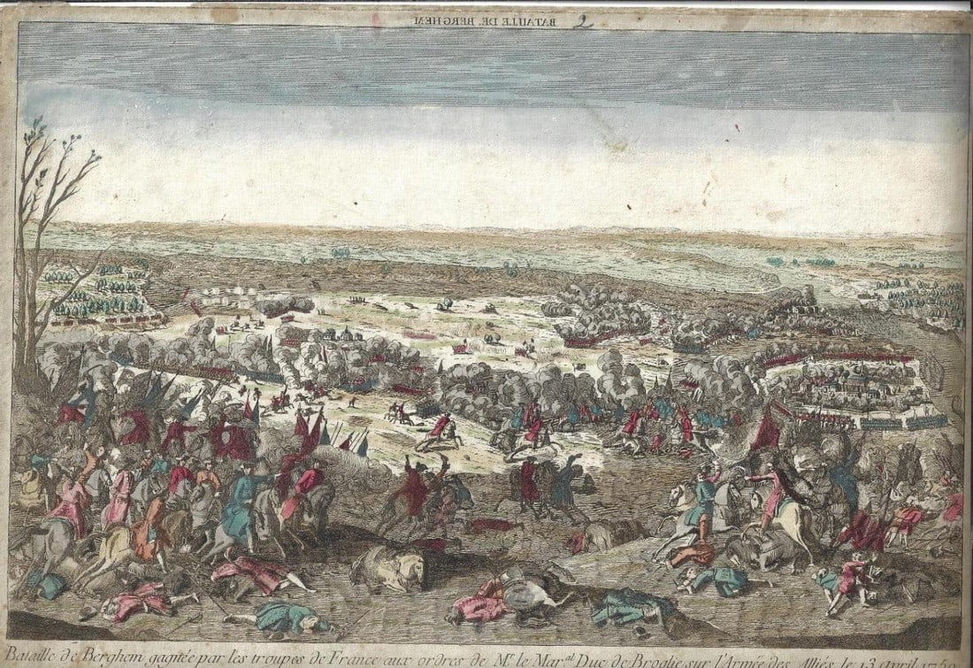 1780 Large Handcolored Military Engraving - 3