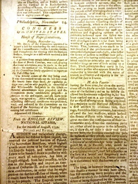 1792 Dunlaps American Daily Advertiser - 3