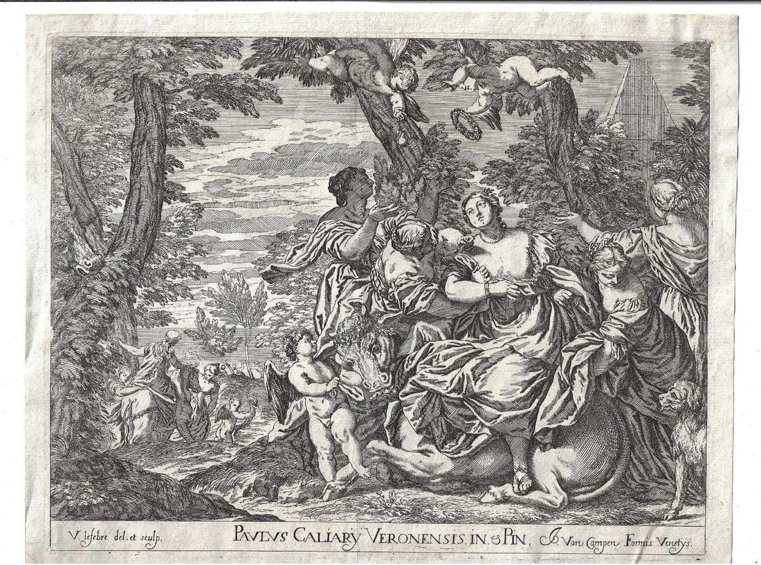 1682 Engraving Lefevre Rape of Europa (1 of 1)