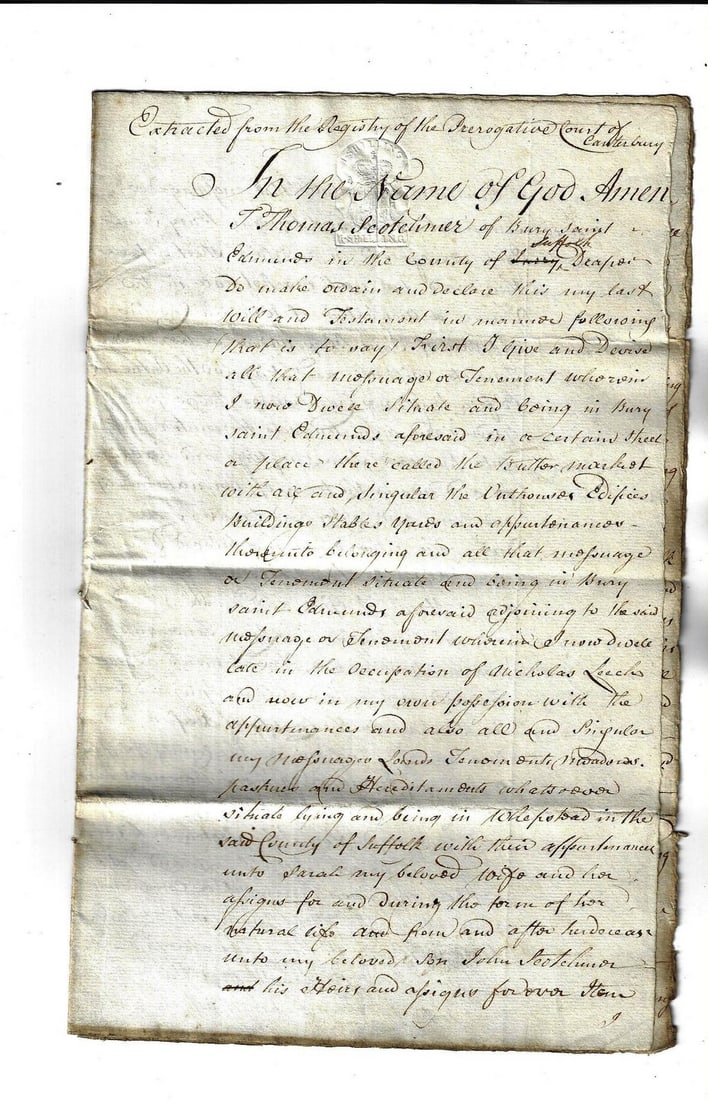 1744 Nicely Penned English Will (1 of 3)