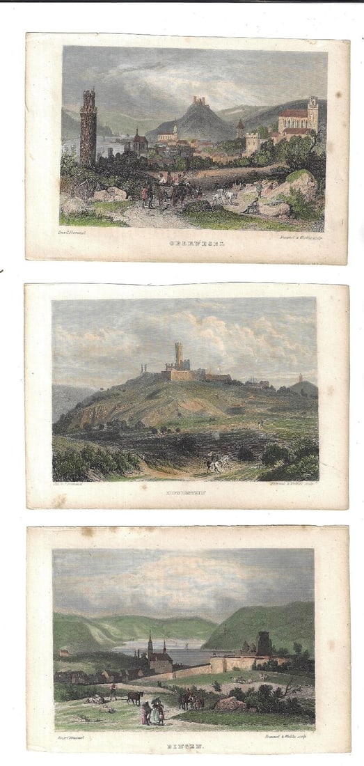 1850 Colored German City Views Frommel: Title: 1850 Colored German City Views Frommel Description: A group of five colored city views by Winkles after Frommel at Leipzig circa 1850. Fine, each approx 7 x 5". Reserve: $20.00 Shipping: Domest