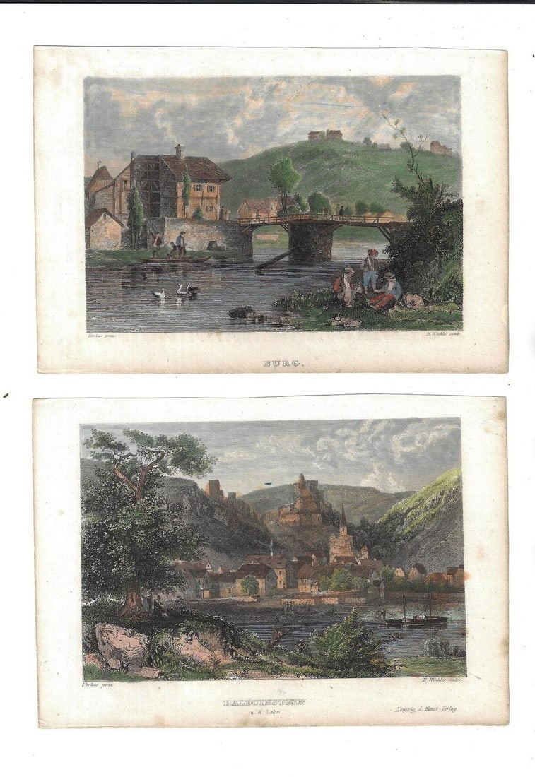 1850 Colored German City Views Frommel - 2